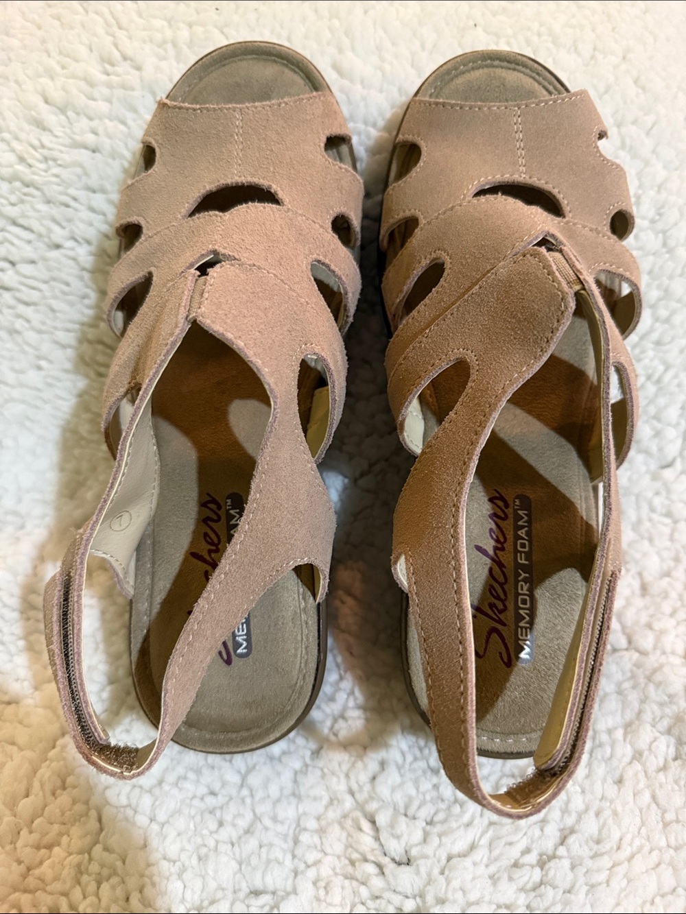 Skechers Women’s Blush Suede Memory Foam Cutout Slingback Sandals